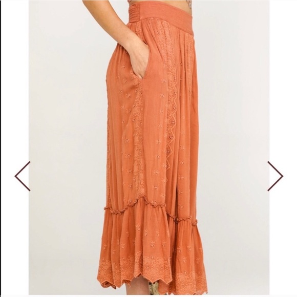 burnt orange maxi skirt